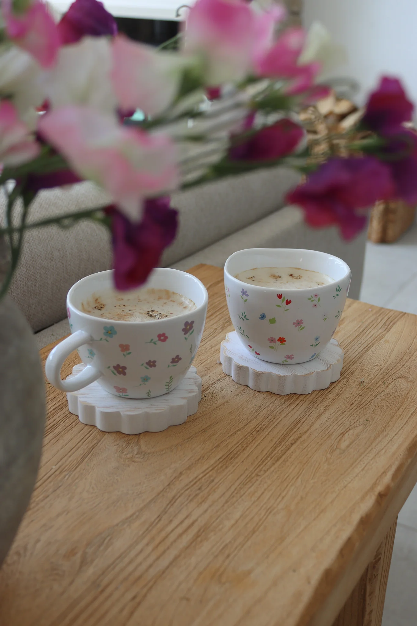 Scalloped Wooden Coasters - Whitewash - Image 2