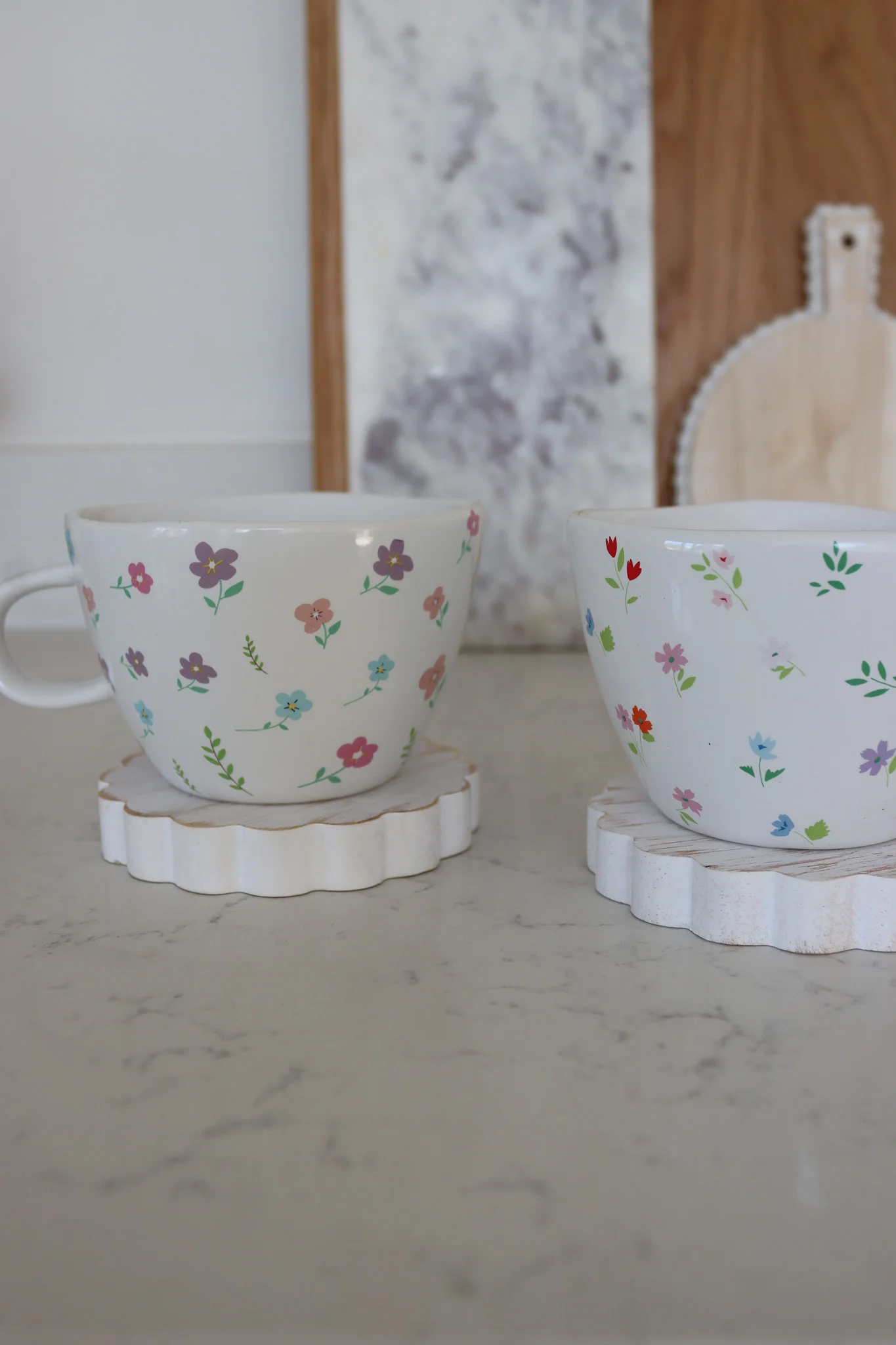 Scalloped Wooden Coasters - Whitewash - Image 4