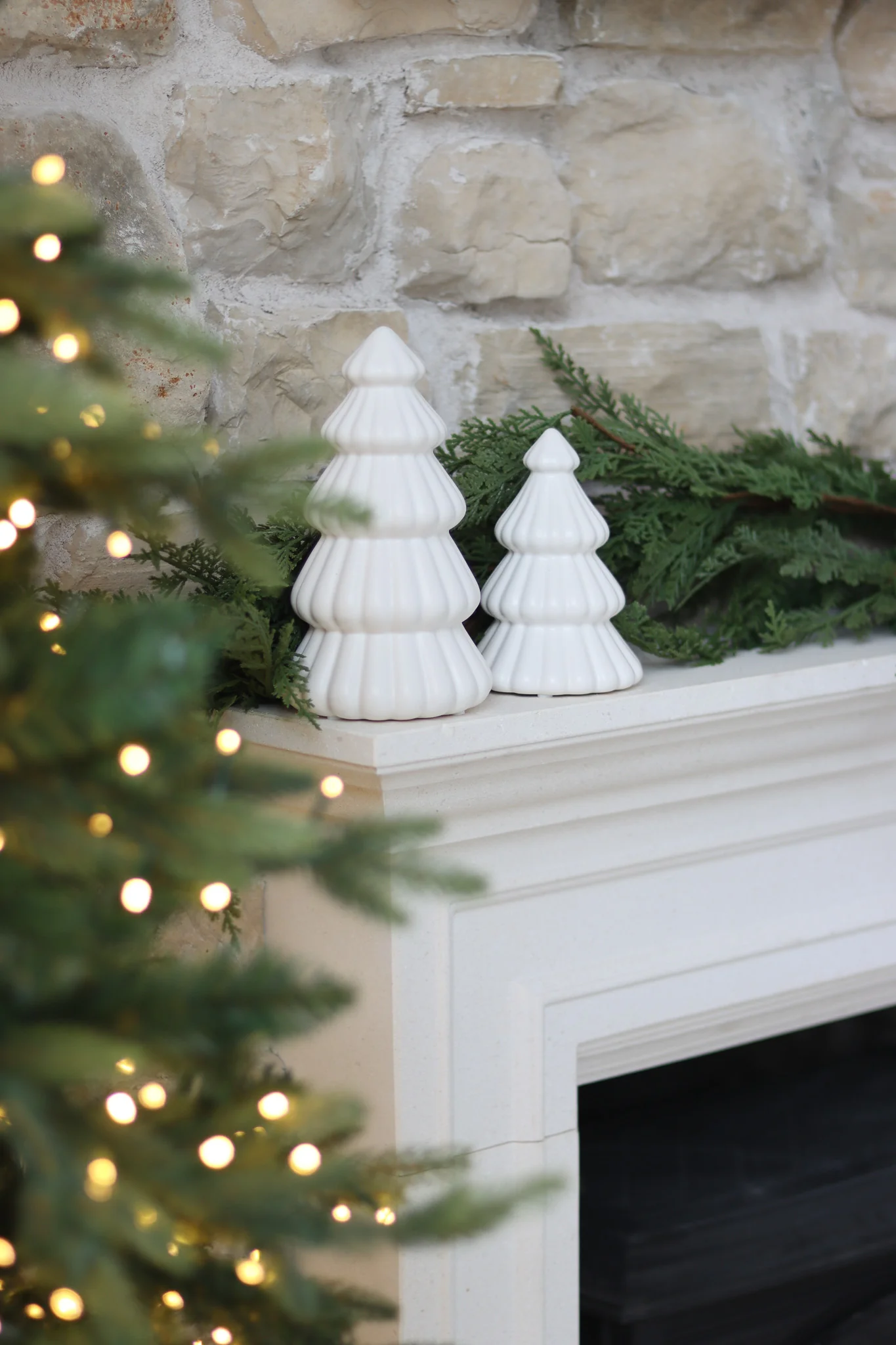 Set of 2 Ceramic Trees – Snowy Tree