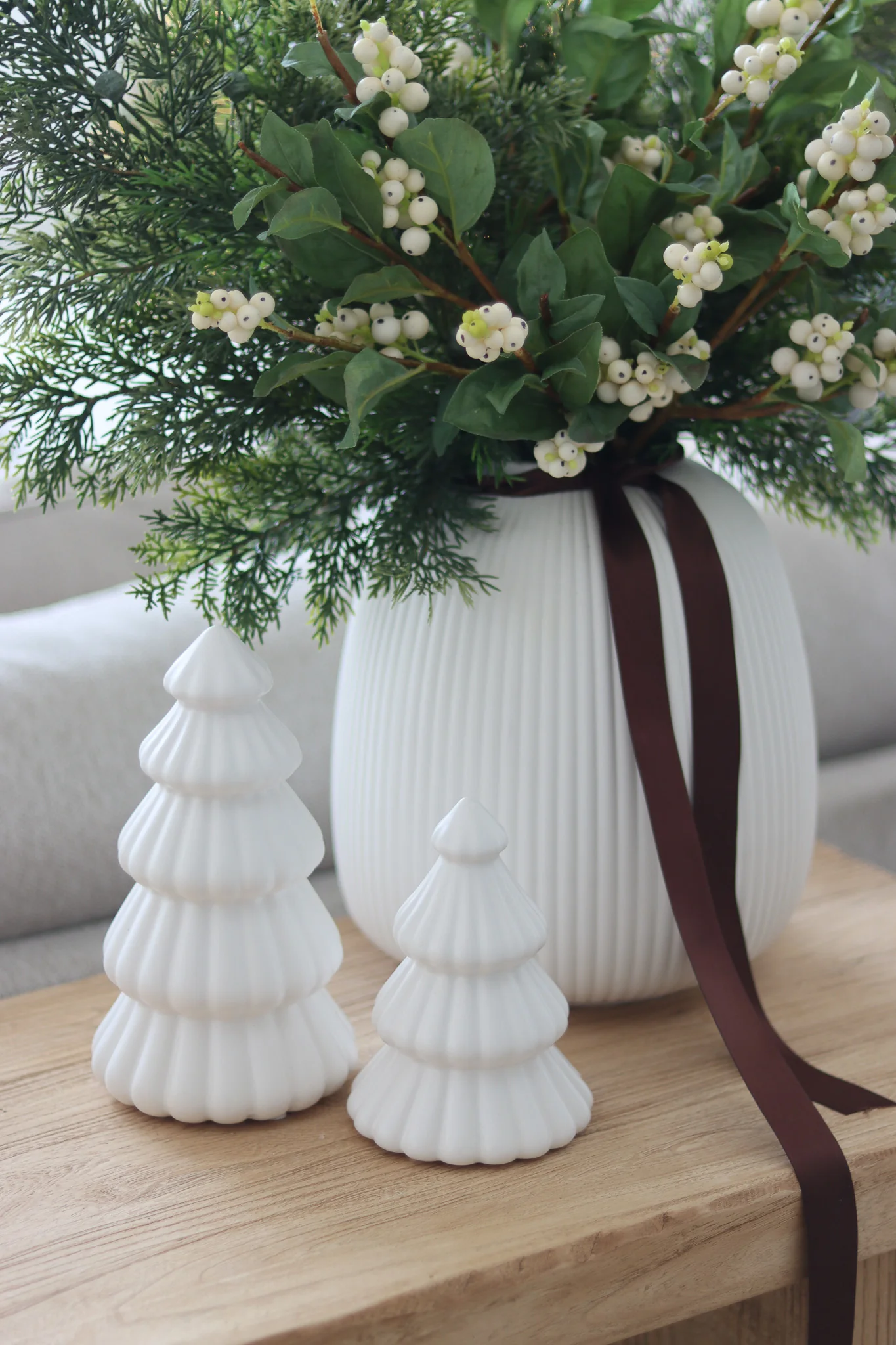 Set of 2 Ceramic Trees – Snowy Tree - Image 2