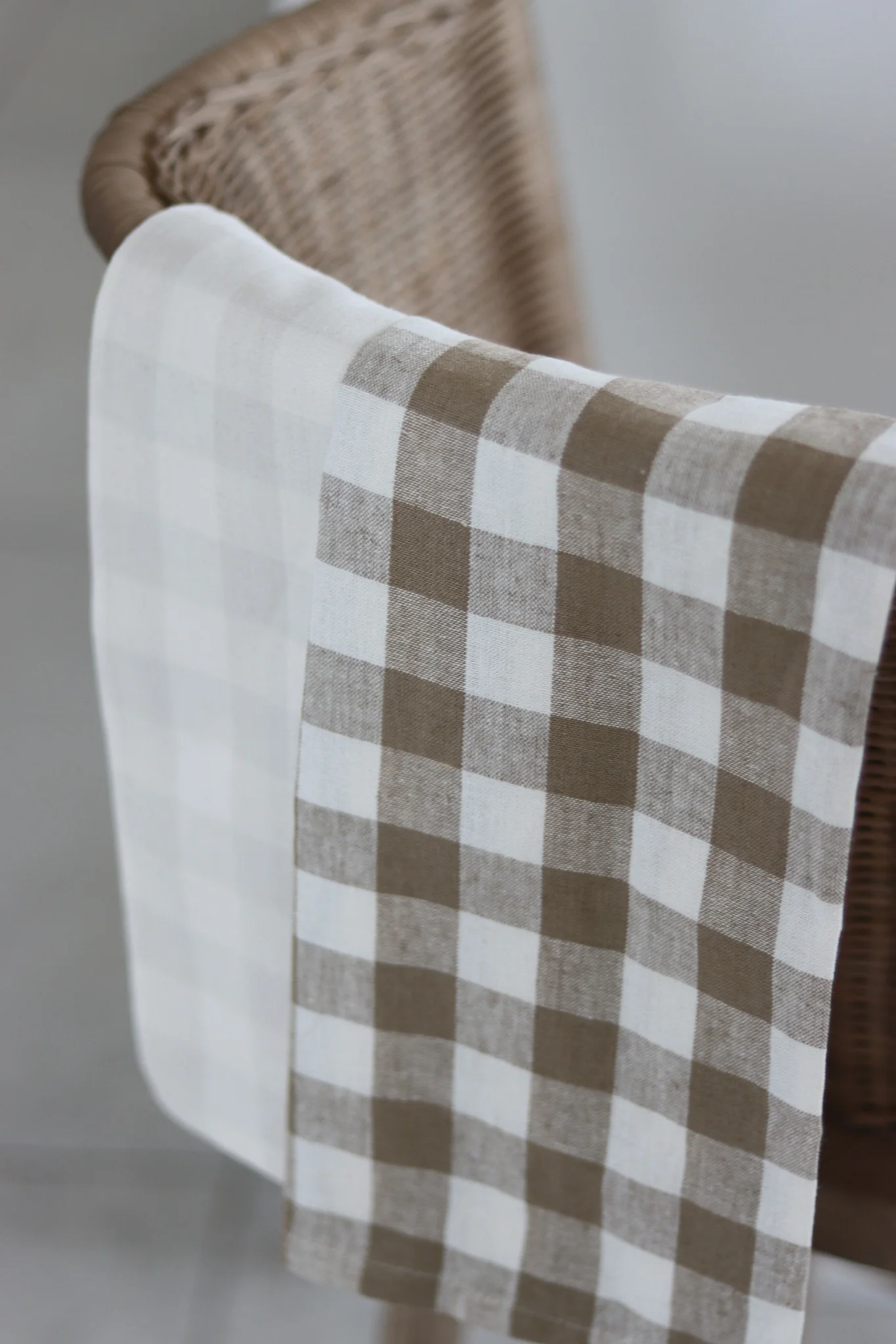 Set of 2 Gingham Light Grey Tea Towels - Image 3