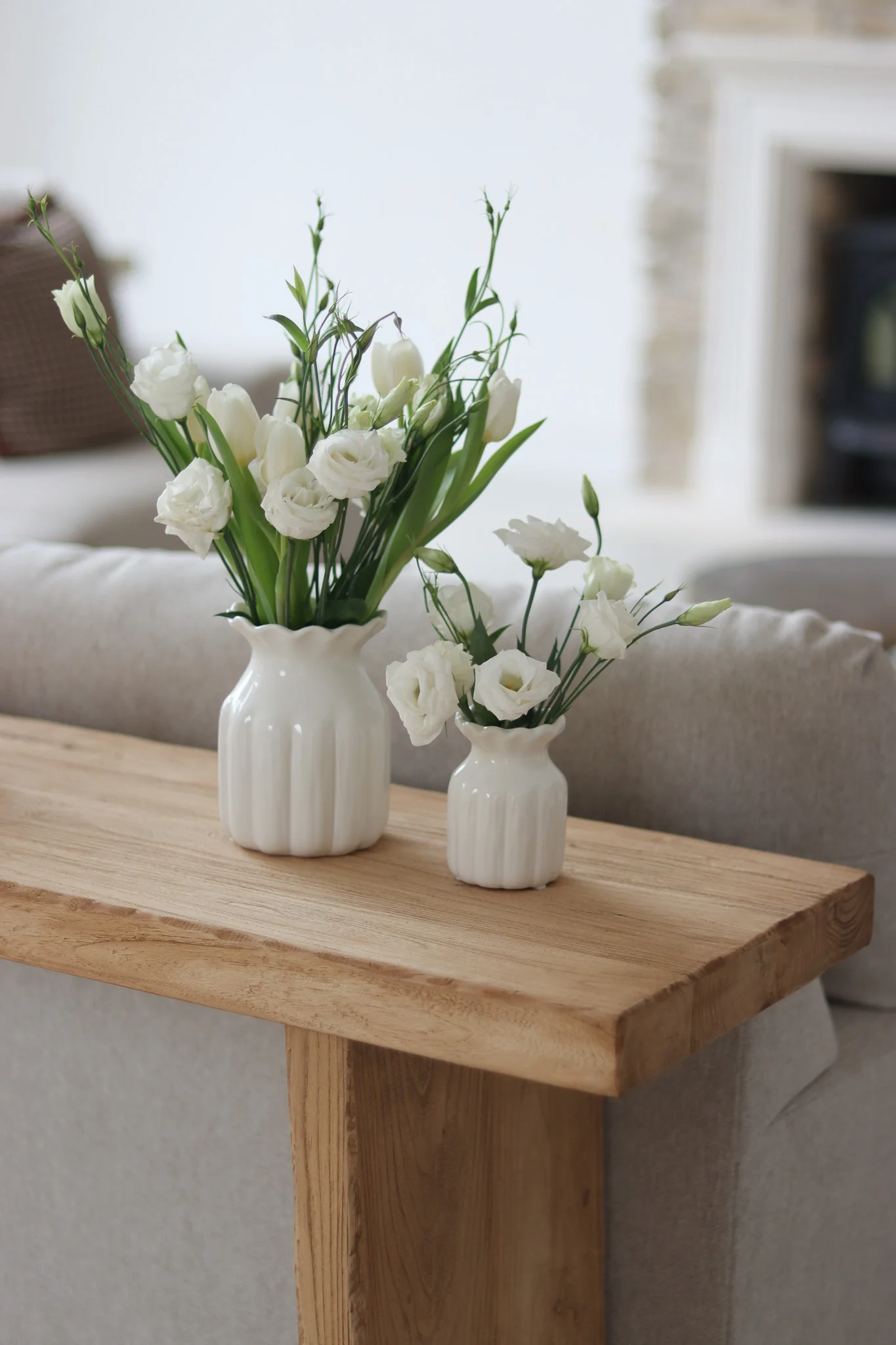 Set of 2 Scalloped Ceramic Vases - Image 4