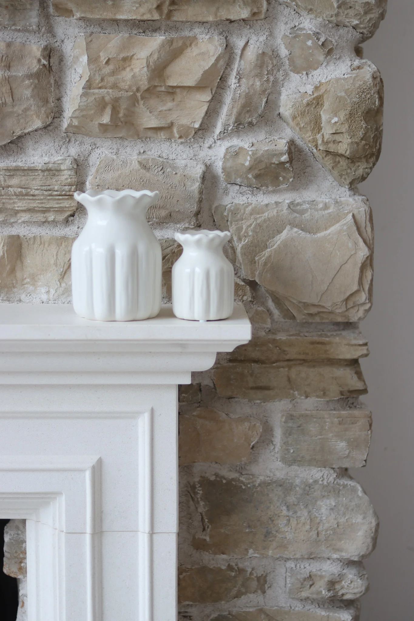 Set of 2 Scalloped Ceramic Vases - Image 5
