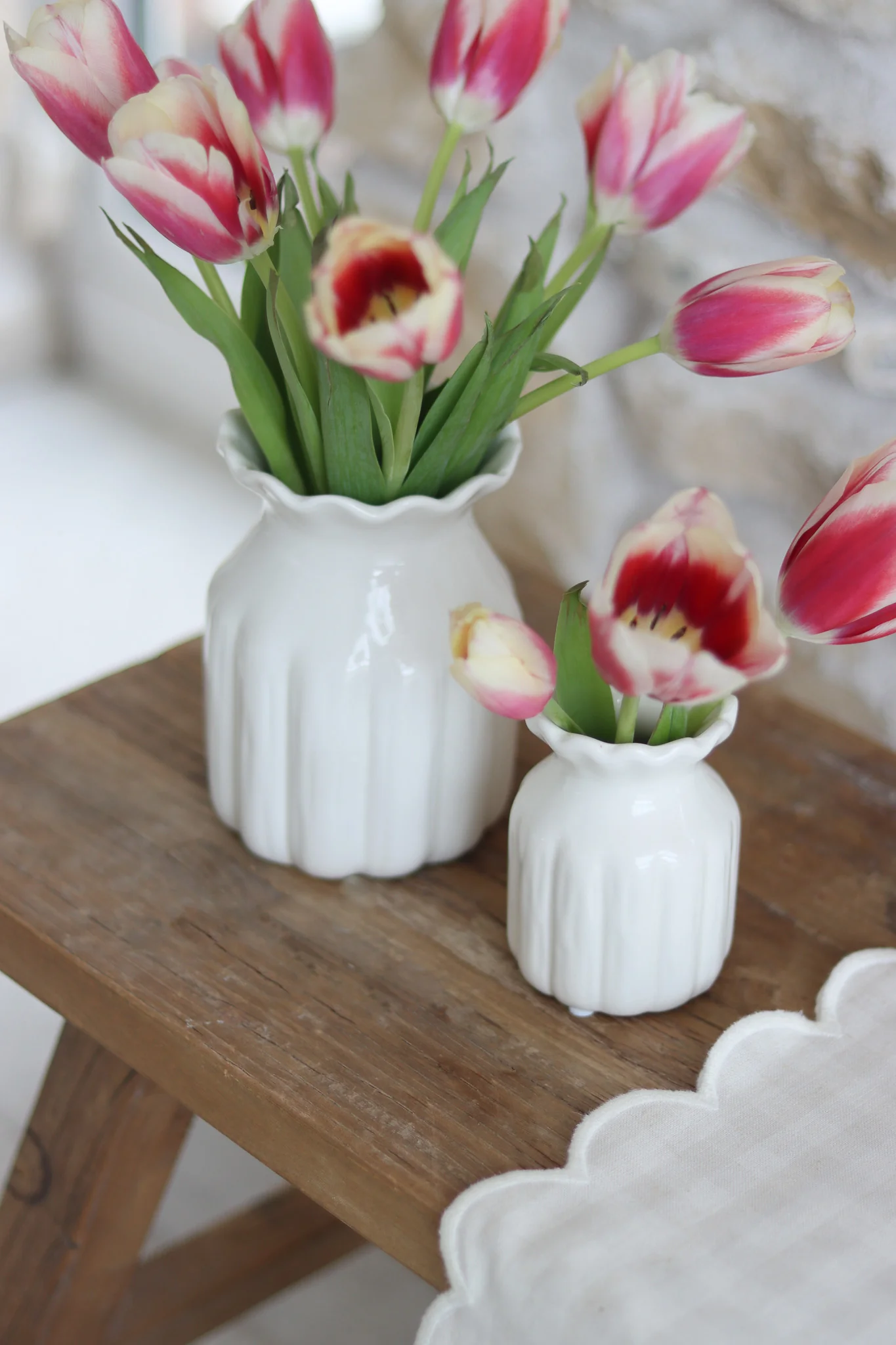 Set of 2 Scalloped Ceramic Vases - Image 7