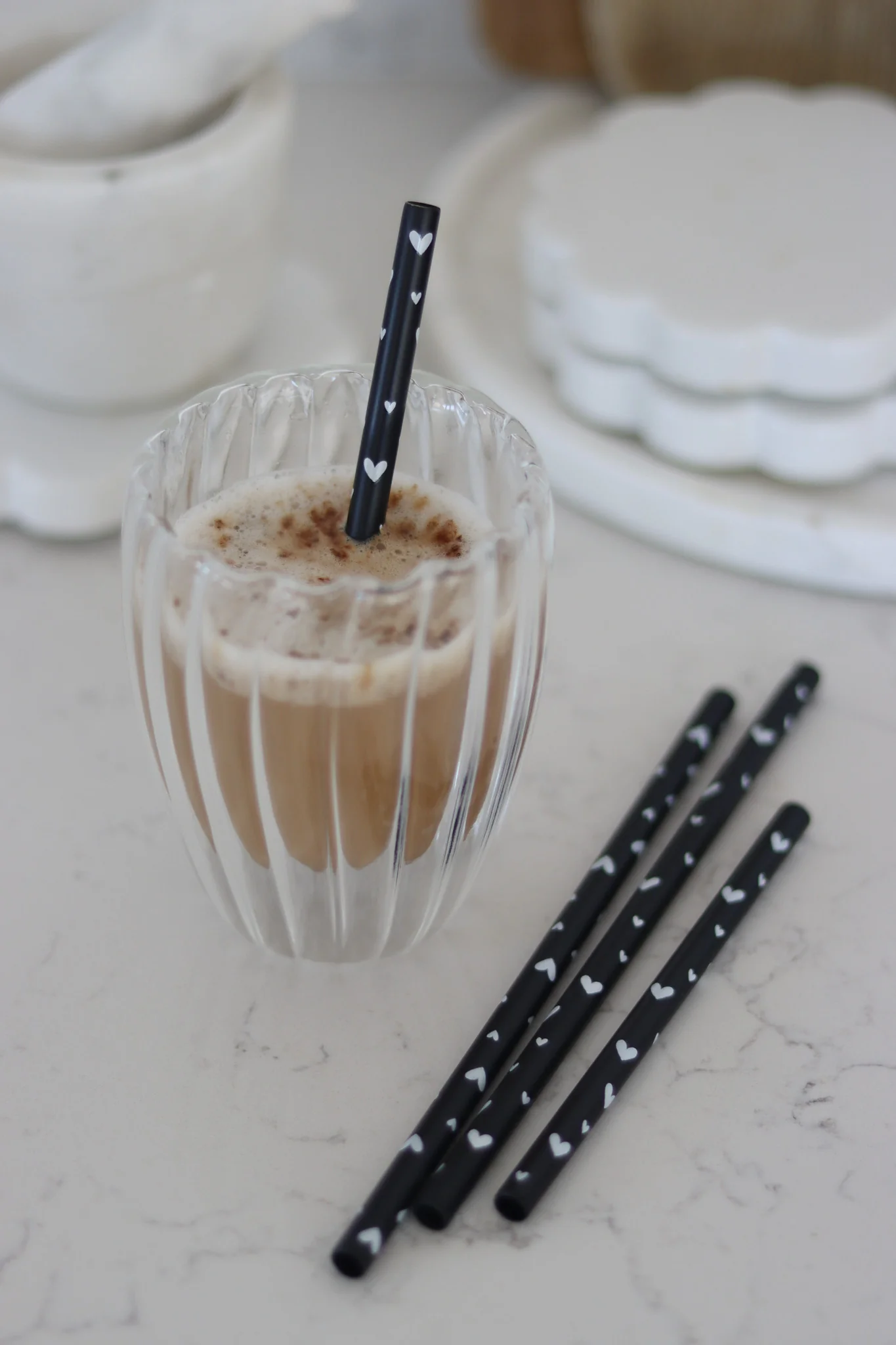 Set of 4 Black Stainless Steel Straws - Multi Heart - Image 2