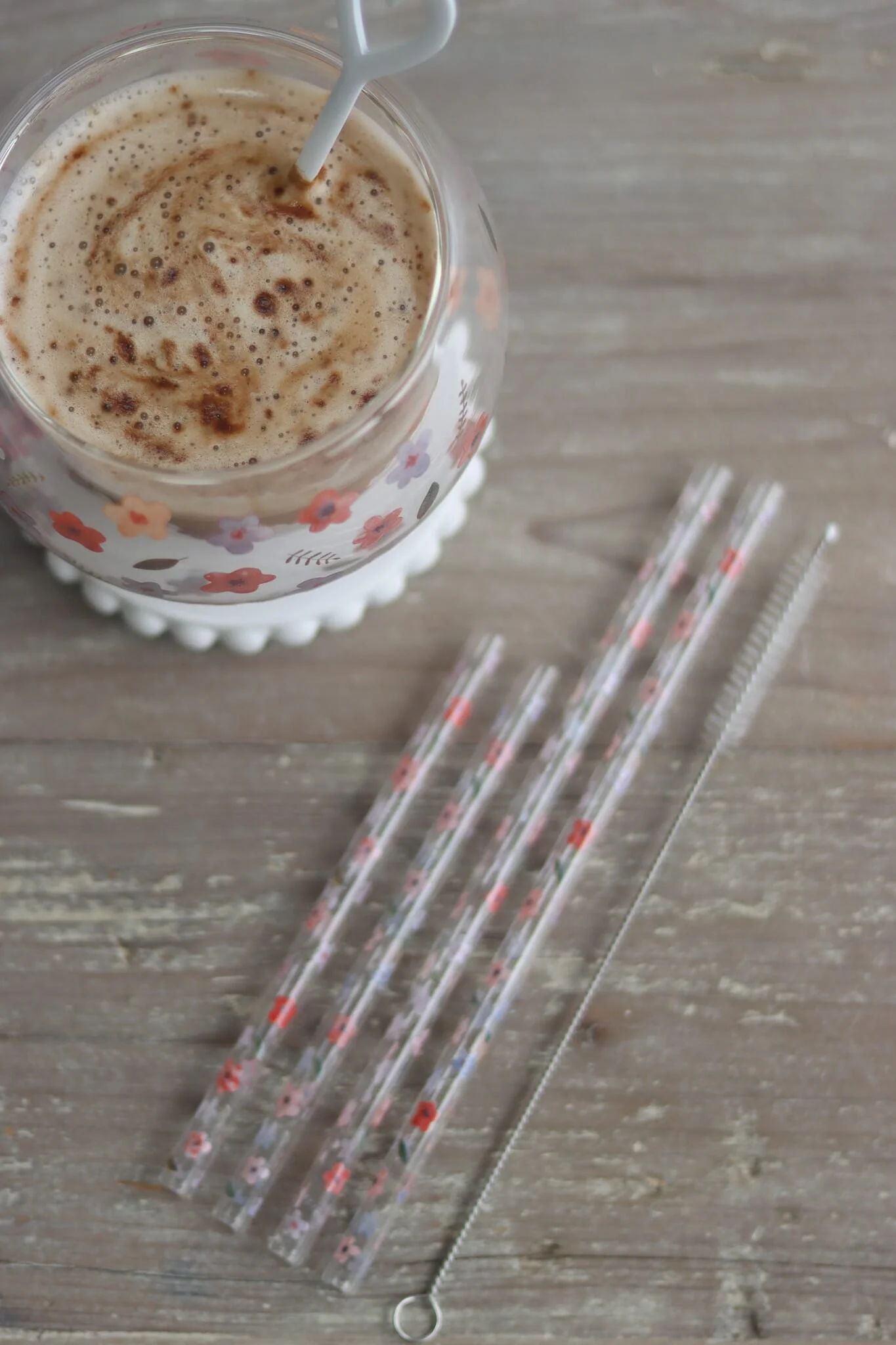 Set Of 4 Glass Straws - Floral Bloom - Image 3