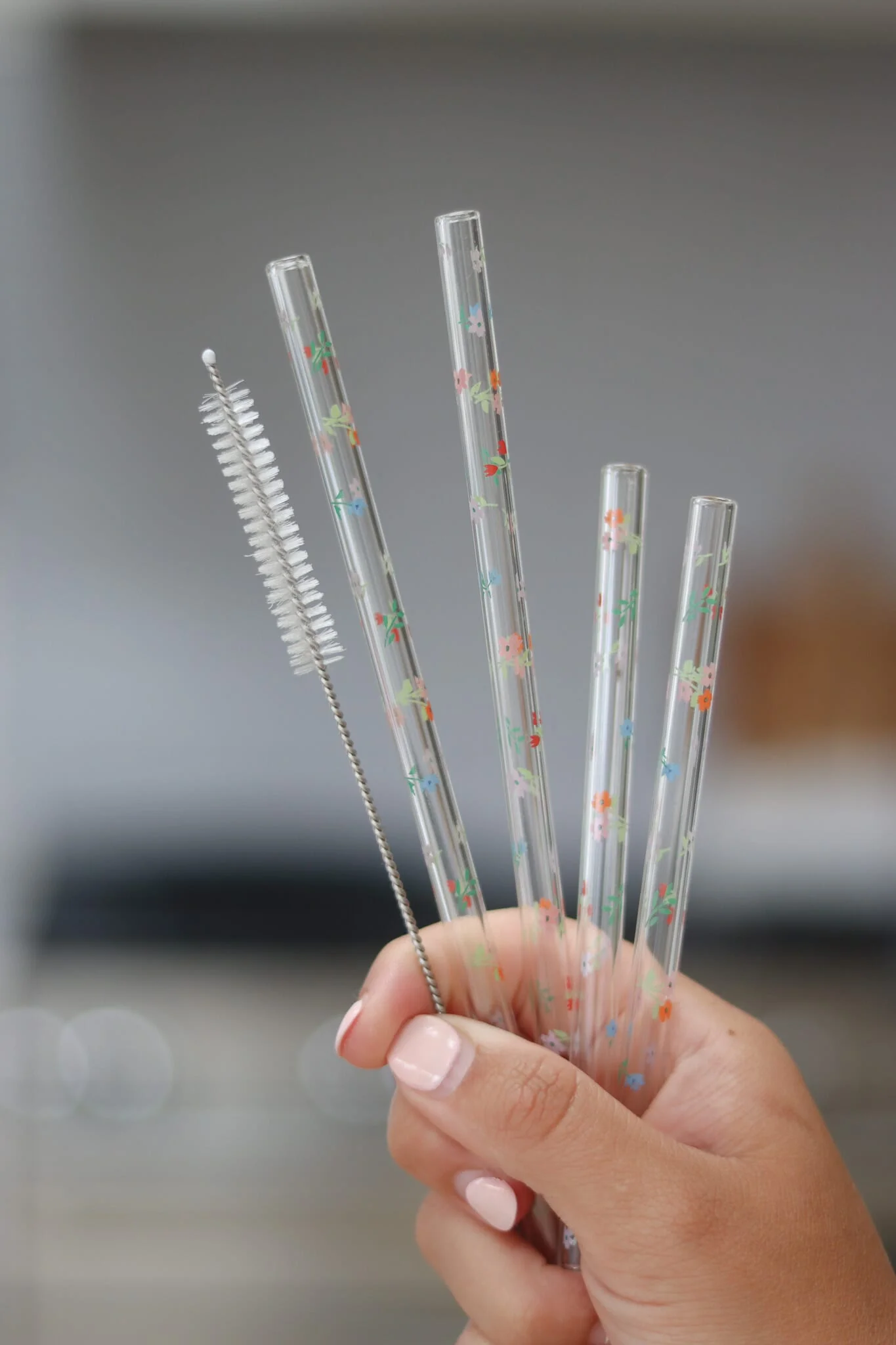 Set Of 4 Glass Straws - Floral Summer - Image 3