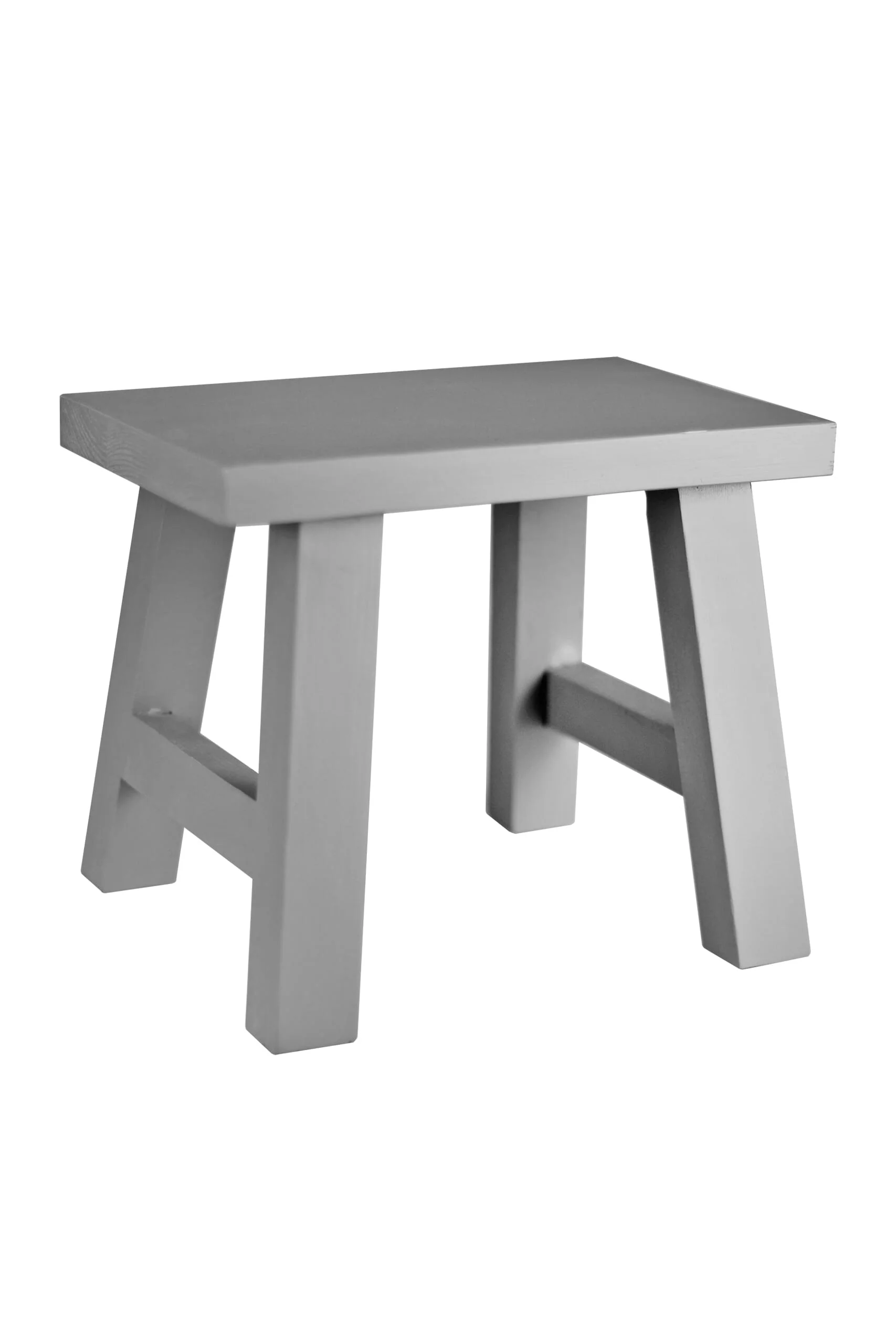 Solid Pine Wood Stool - Grey - Image 2