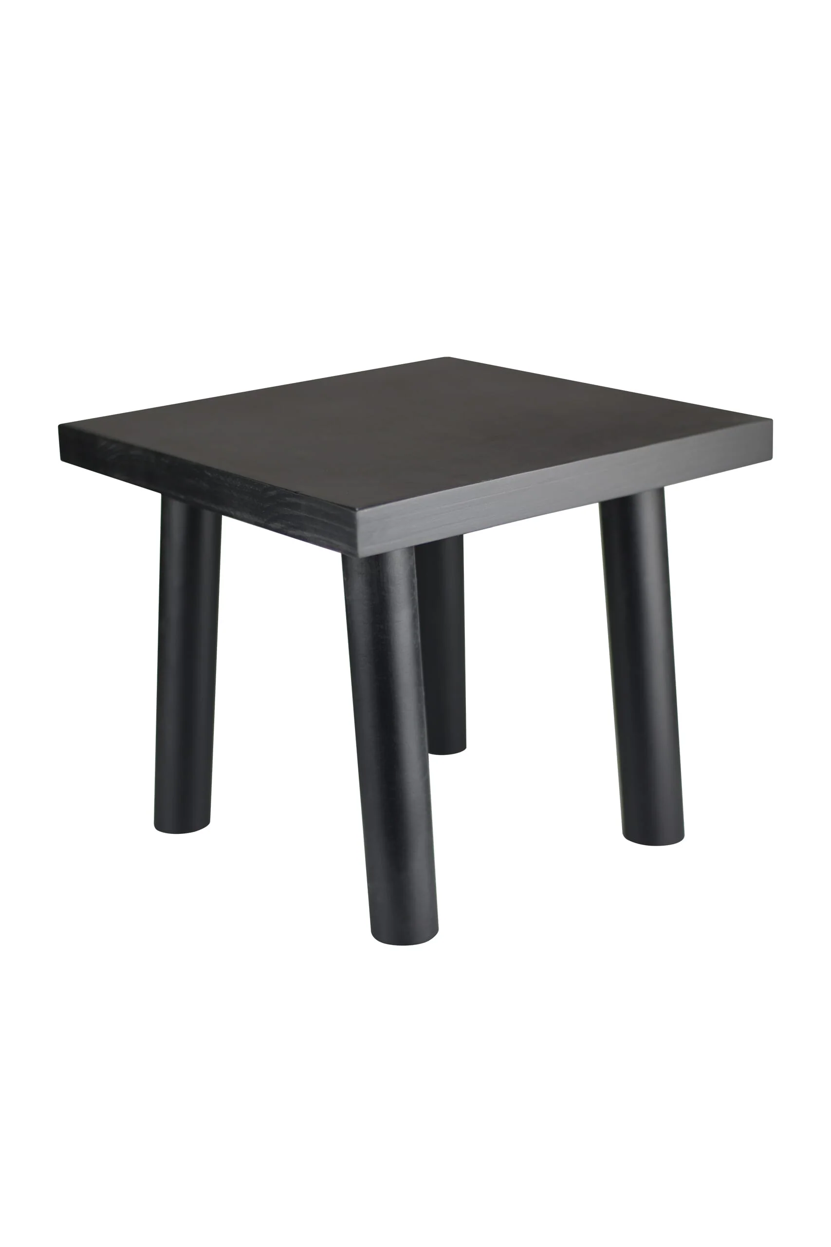 Square Wooden Stool - Round Legs/Black