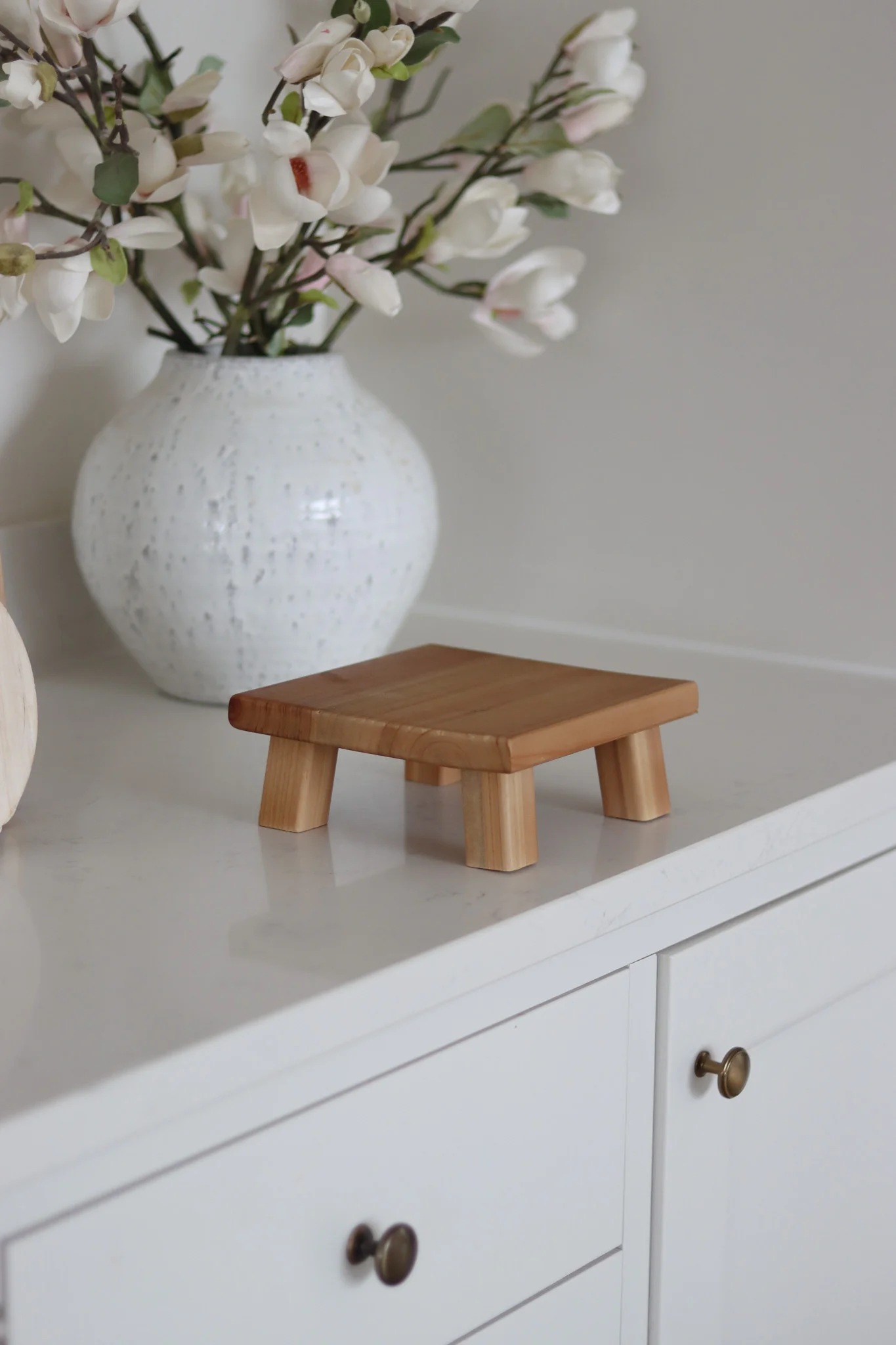 Square Wooden Stool - Natural - Image 4