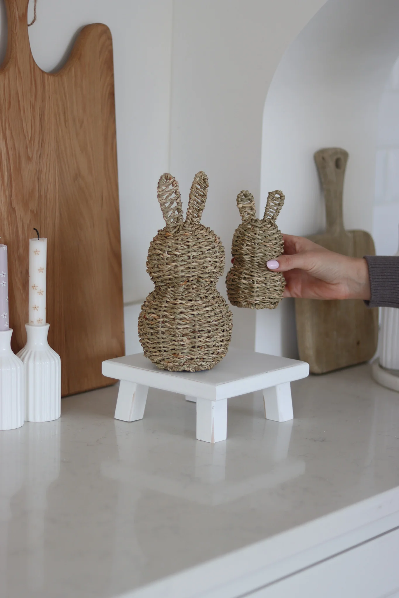 Square Wooden Stool - White - Image 3