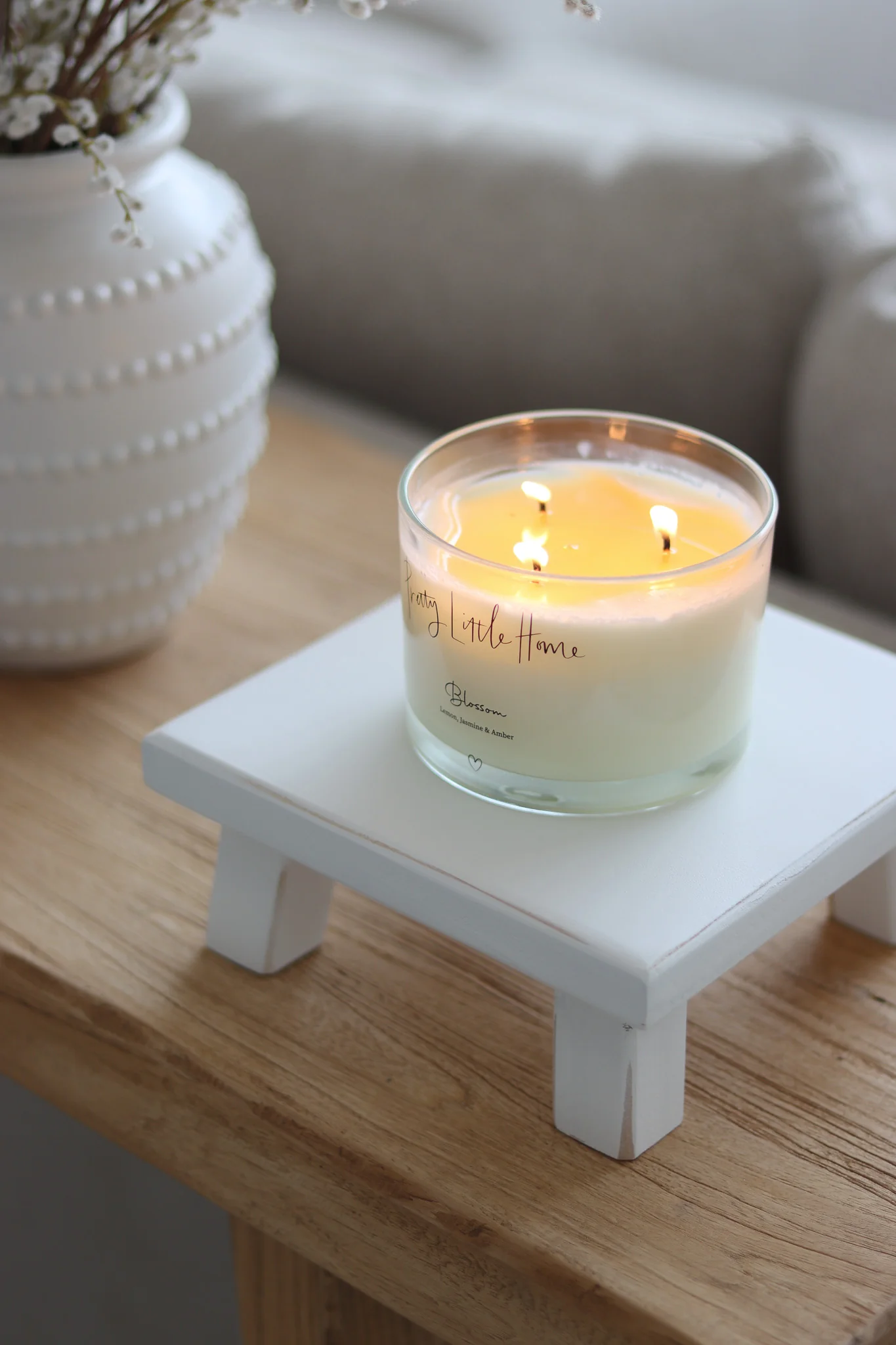 Square Wooden Stool - White - Image 4