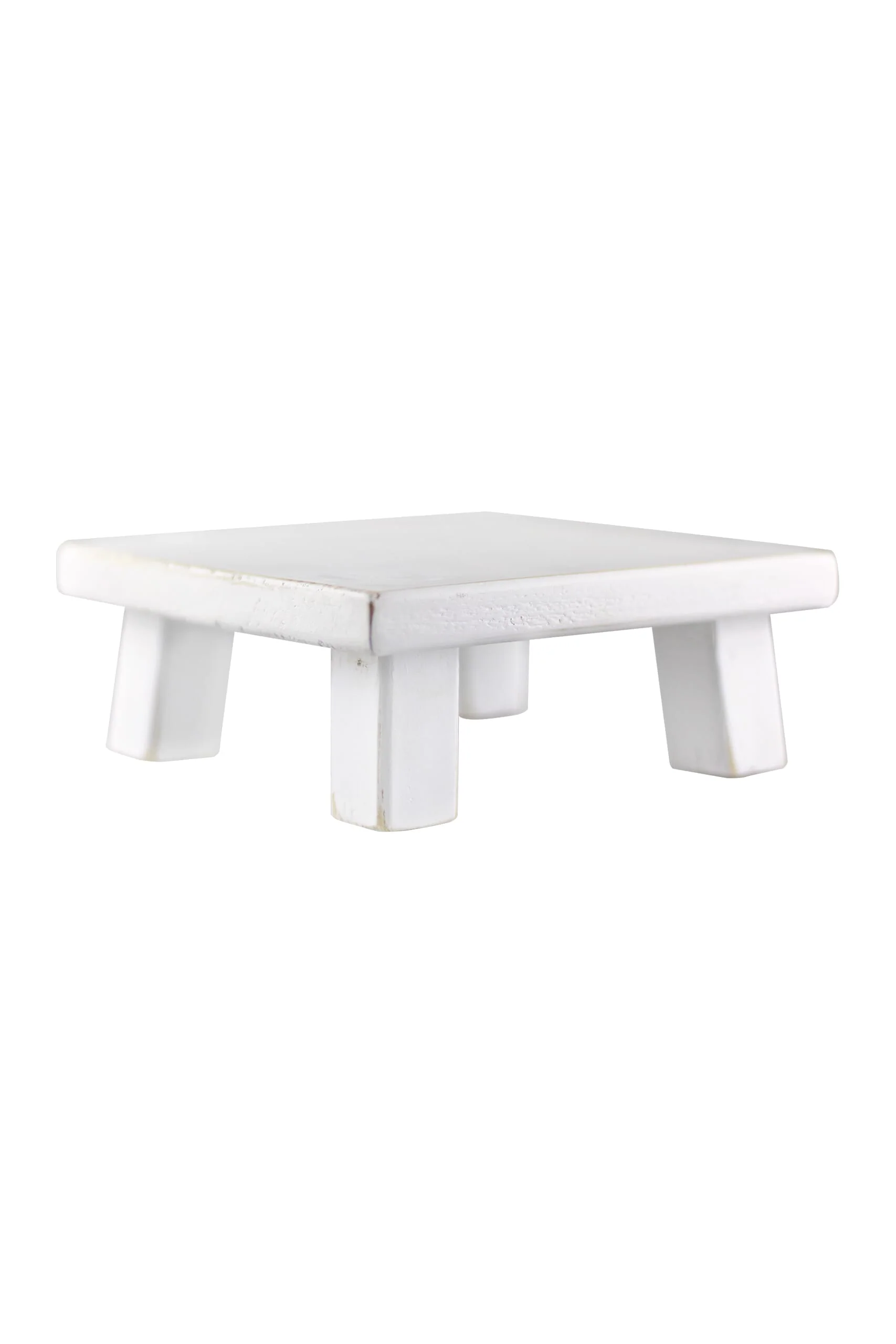 Square Wooden Stool - White - Image 5