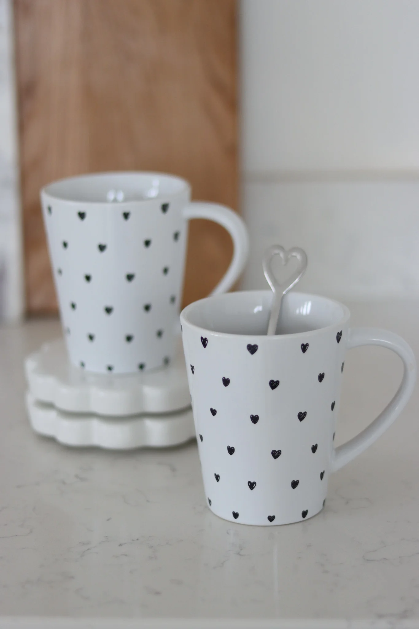 Tall Stoneware Mug Set – 2 Piece – Multi Hearts