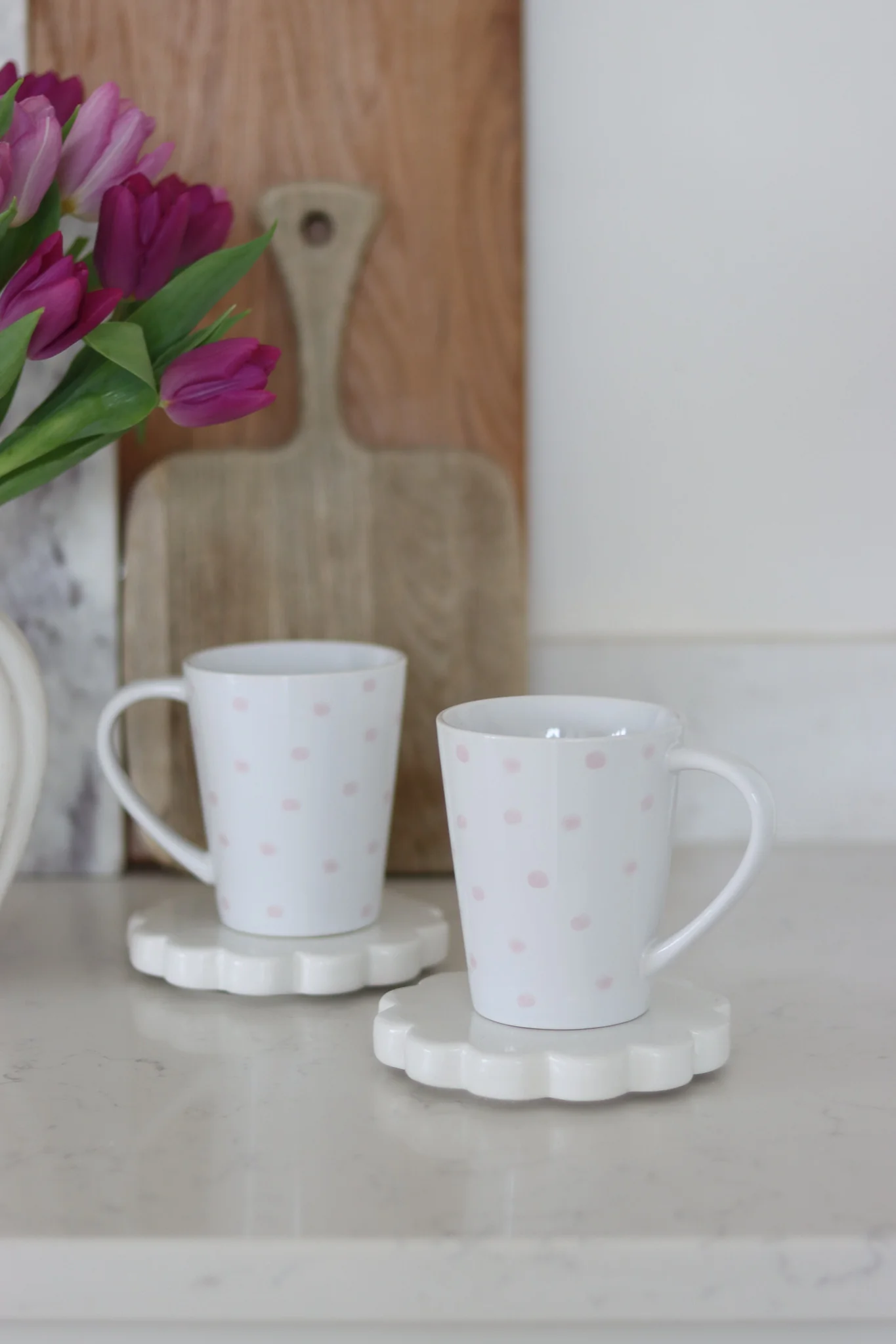 Tall Stoneware Mug Set – 2 Piece – Pink Dots - Image 2