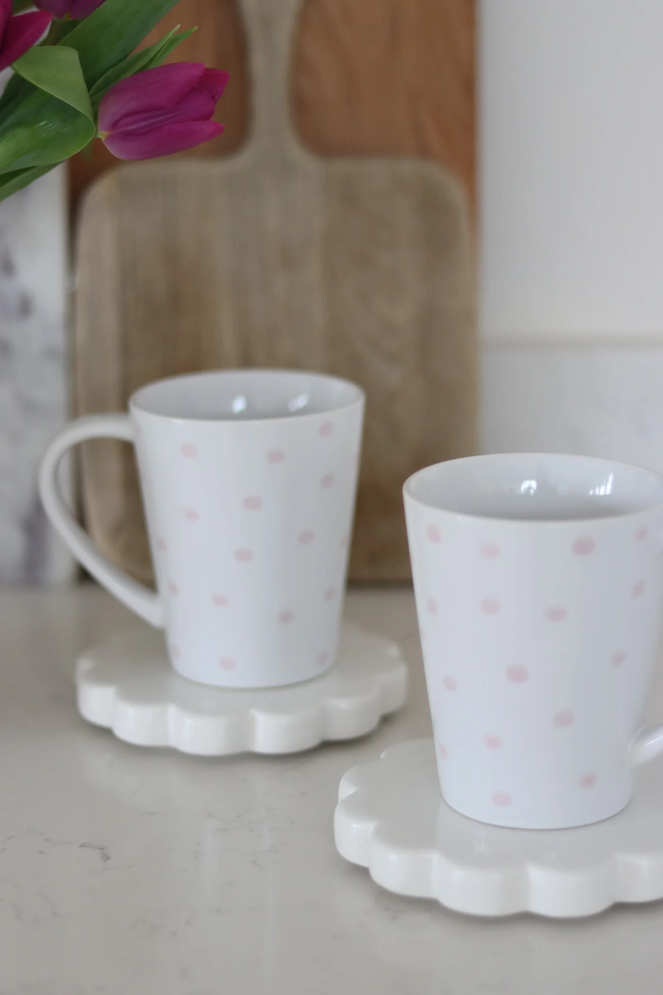 Tall Stoneware Mug Set – 2 Piece – Pink Dots - Image 3