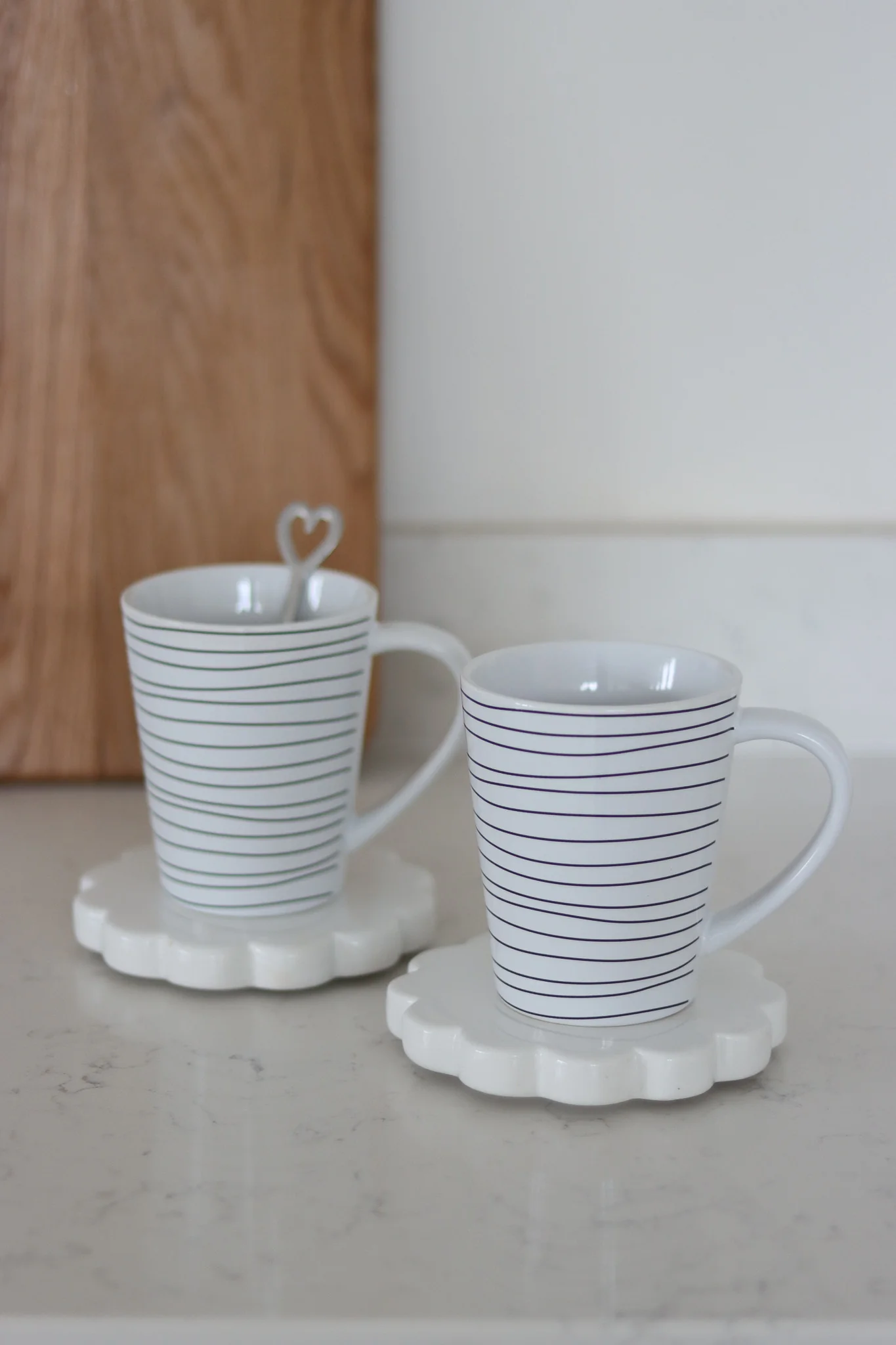 Tall Stoneware Mug Set – 2 Piece – Stripes
