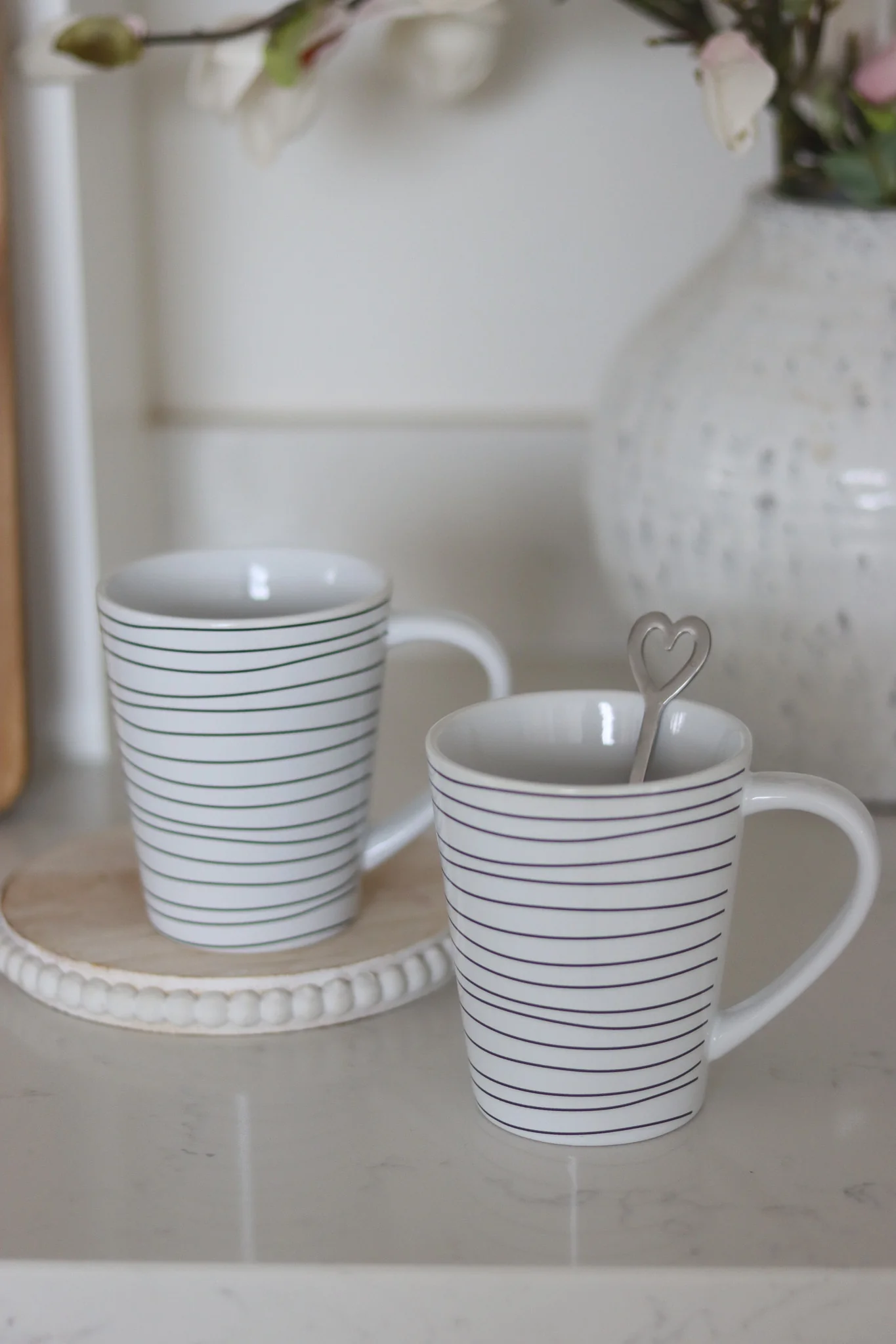 Tall Stoneware Mug Set – 2 Piece – Stripes - Image 3